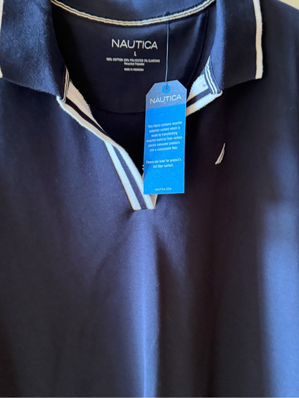 Nautica Navy Polo with White Trim - Picture 3 of 4